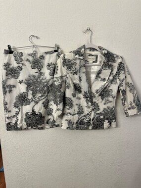 White House Black Market Floral Blazer & Pencil Skirt Set Elegant Formal Wear Wh